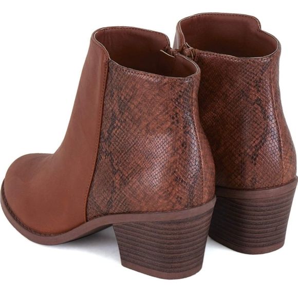 Women’s Chunky Block Heels Booties with Side Zippe - Picture 3 of 6